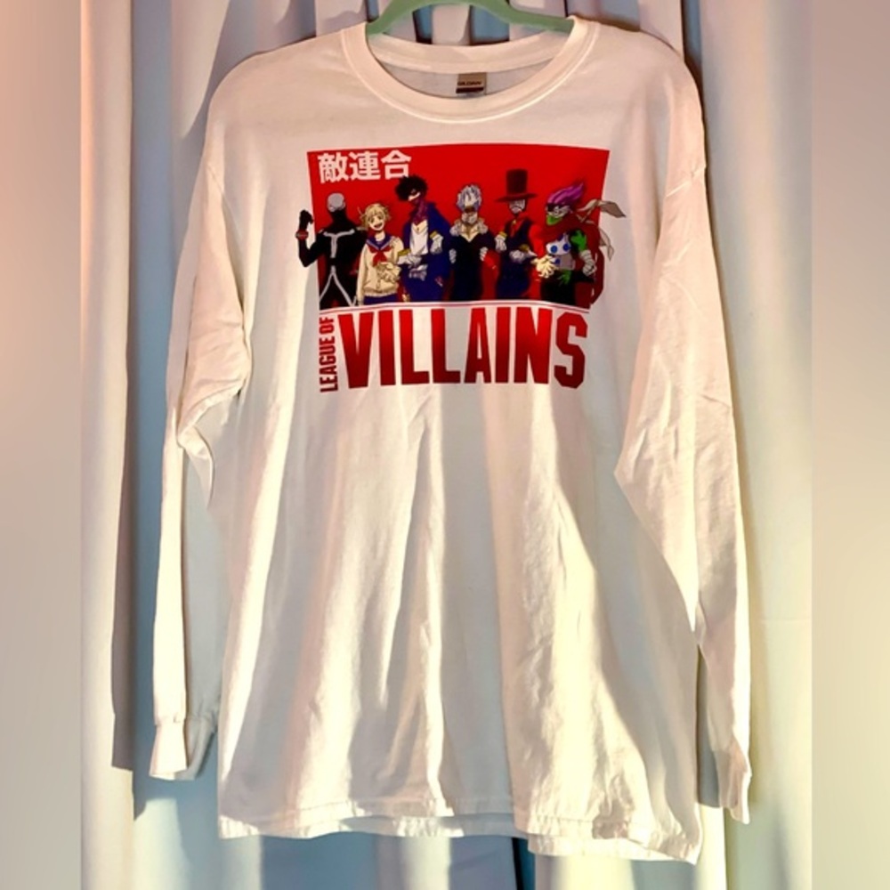 My Hero Academia League of Villains Long Sleeve Graphic Tee White Mens Large